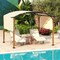 Costway 10 x 12 FT Outdoor Retractable Pergola with Retractable Canopy Wood Looking Posts Beige/Gray